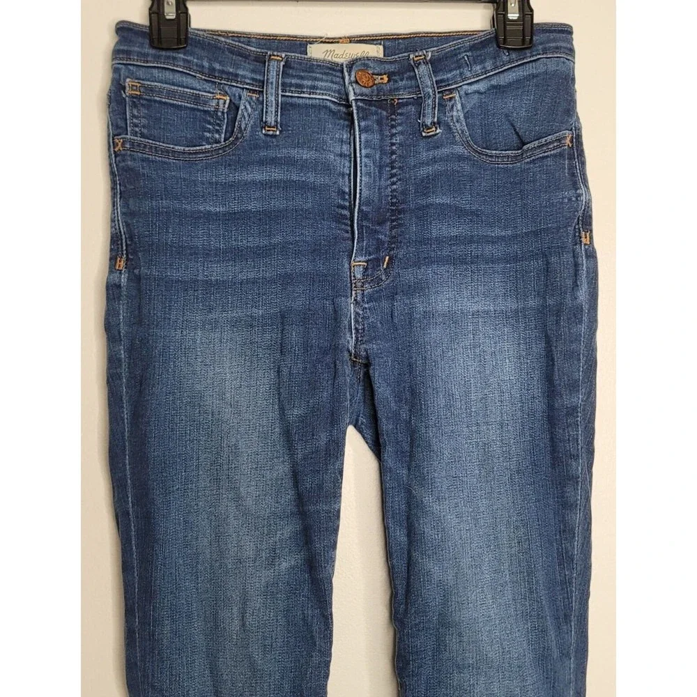 Madewell 9" Mid‎ Rise Skinny Jeans Women 28 Cutoff Blue Faded Distressed - Picture 2 of 9
